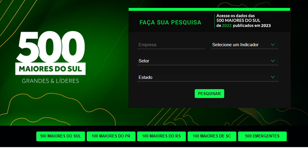 Acesse o ranking completo das 500 MAIORES DO SUL